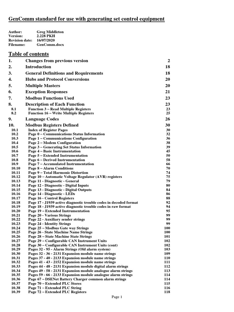 Deepsea Gencomm Modbus V2 228 Pkh Pdf Programmable Logic Controller