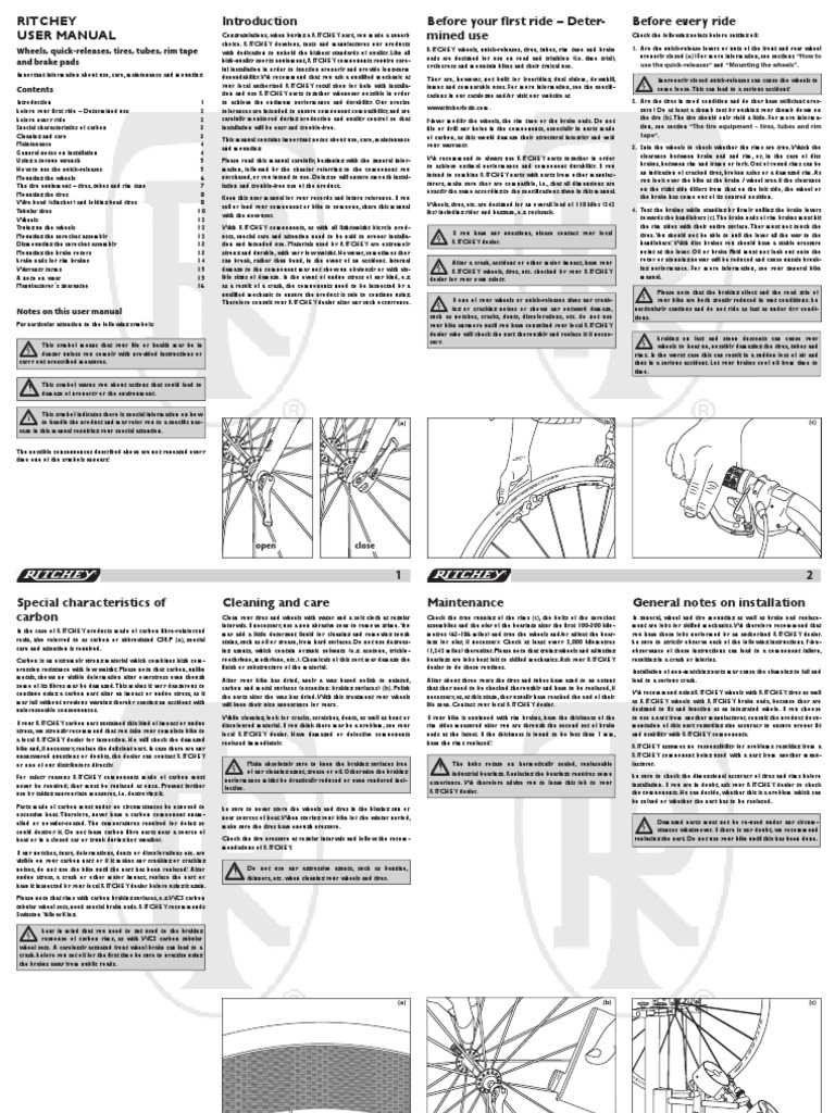 Ritchey User Manual Instructions for Use, Care, Maintenance and