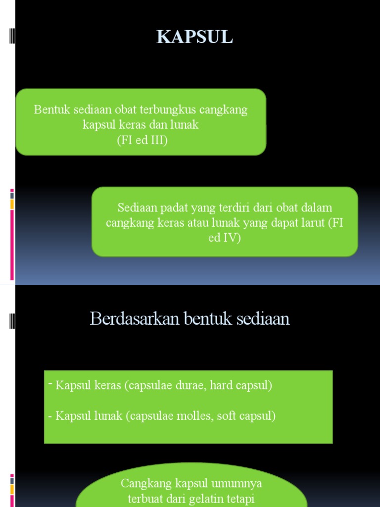 KAPSUL OBAT: BENTUK, JENIS, PEMBUATAN DAN PENGISIAN | PDF