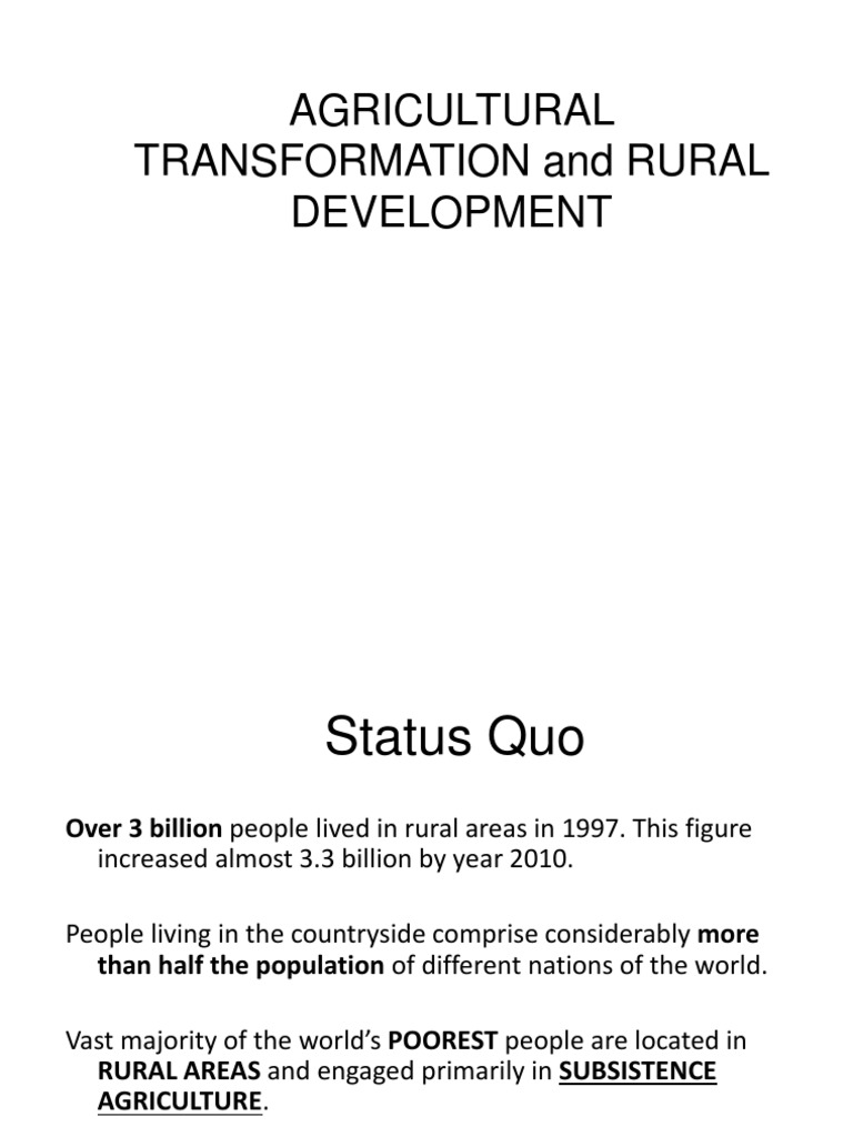 Agricultural Transformation and Rural Development | PDF | Farms ...