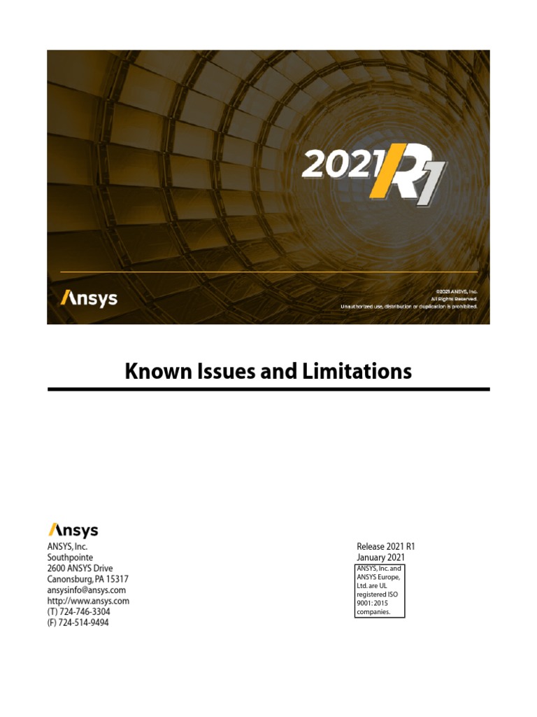 ANSYS Inc. Known Issues and Limitations | PDF | Trademark | Typefaces