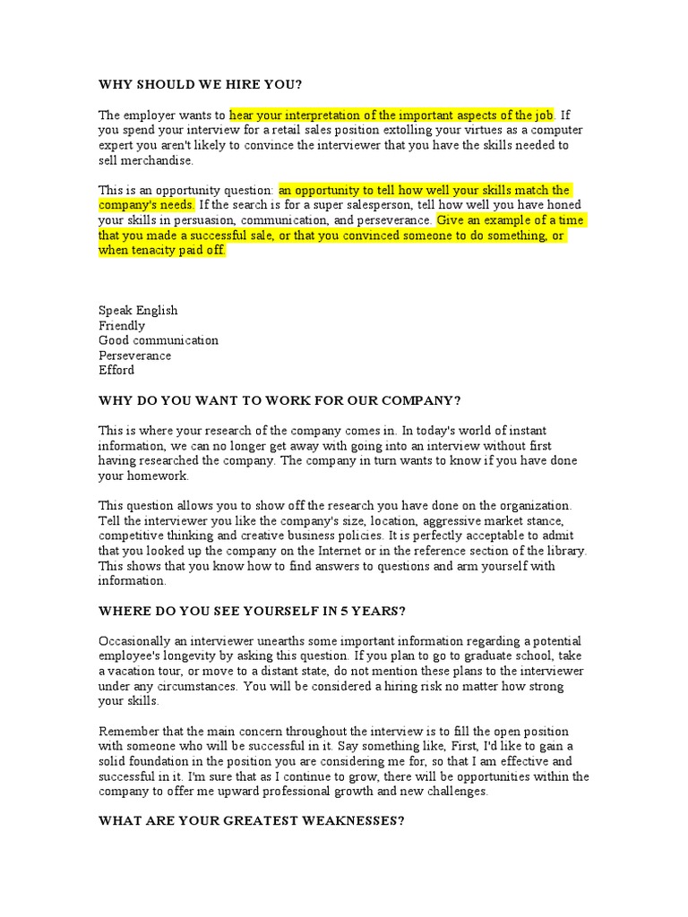 WHY SHOULD WE HIRE YOU Employment Question