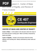 Module 3 - Lesson 4 - Center of Mass and Center of Rigidity, and Review of Frame Analysis - CE 407-CE42S2 - Earthquake Engineering