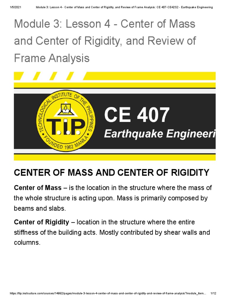 Center of Mass and Rigidity Analysis | PDF | Beam (Structure) | Stiffness