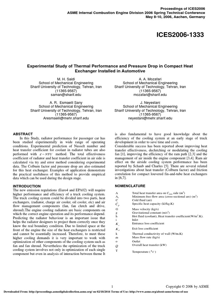 Experimental Study of Thermal Performance and Pressure Drop in Compact ...
