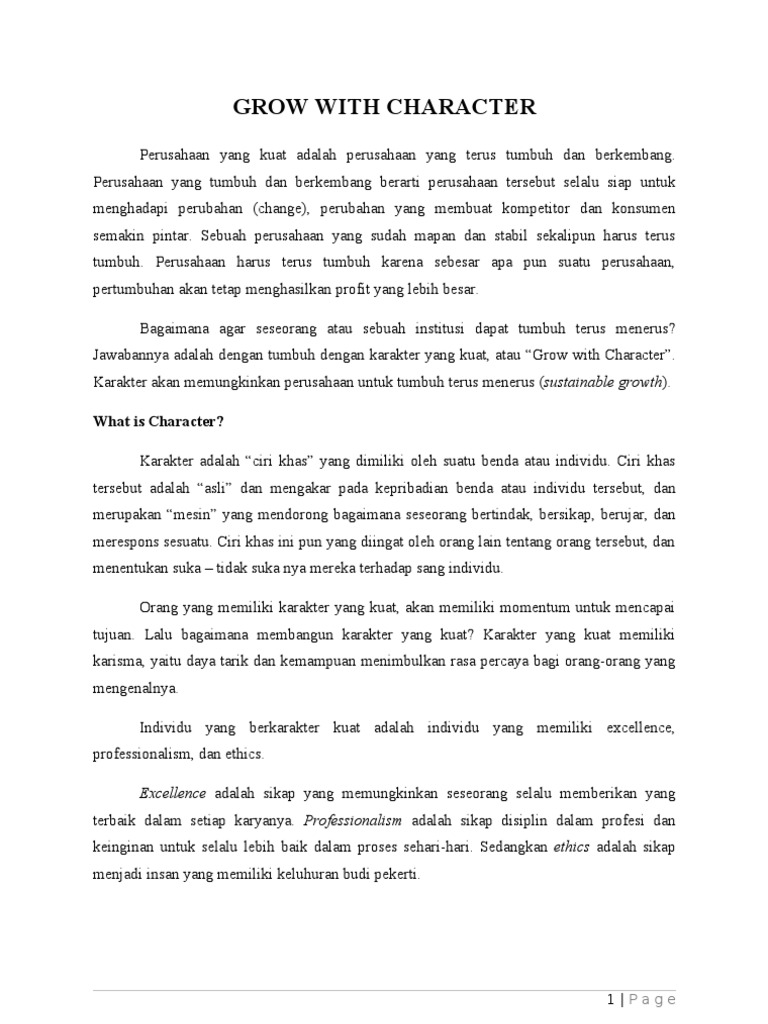 Grow With Character | PDF | Bisnis