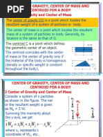 Center of Gravity, Center of Mass and Centroid For A Body