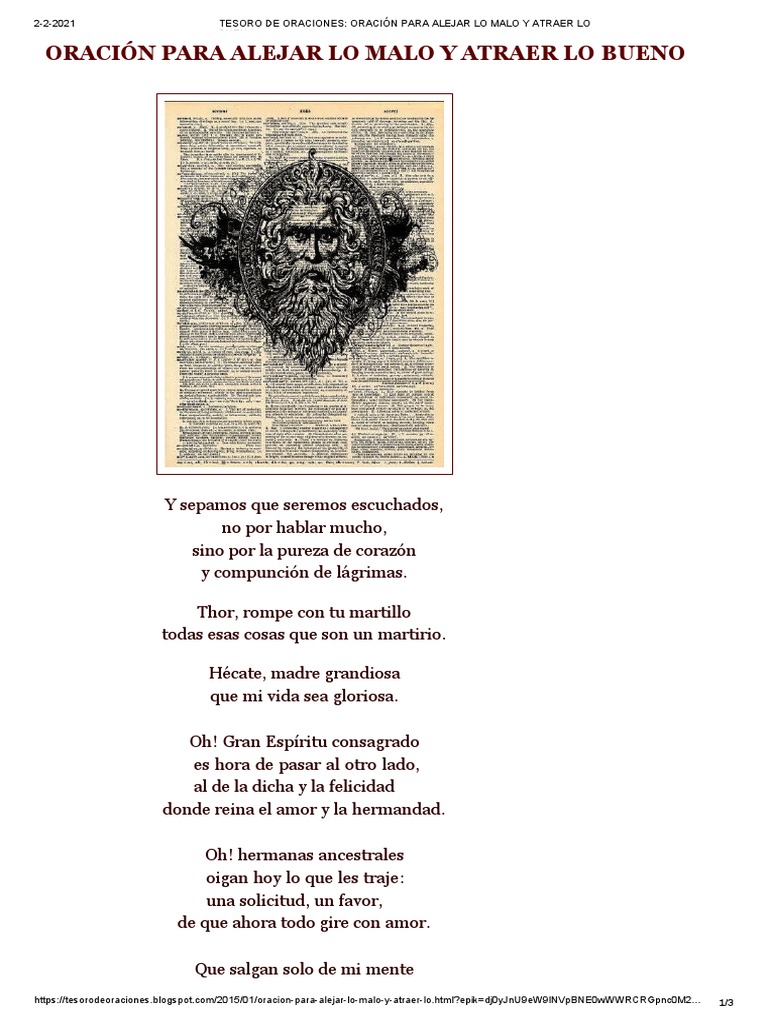 Oración para alejar lo malo y atraer lo bueno | PDF