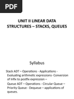 Unit Ii Linear Data Structures - Stacks, Queues