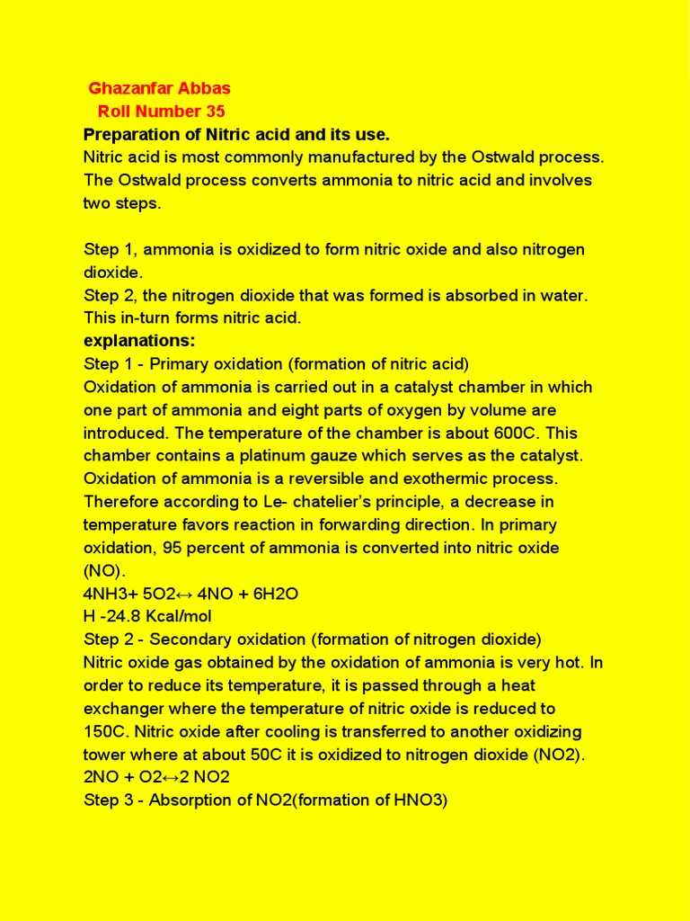 Preparation of Nitric Acid PDF