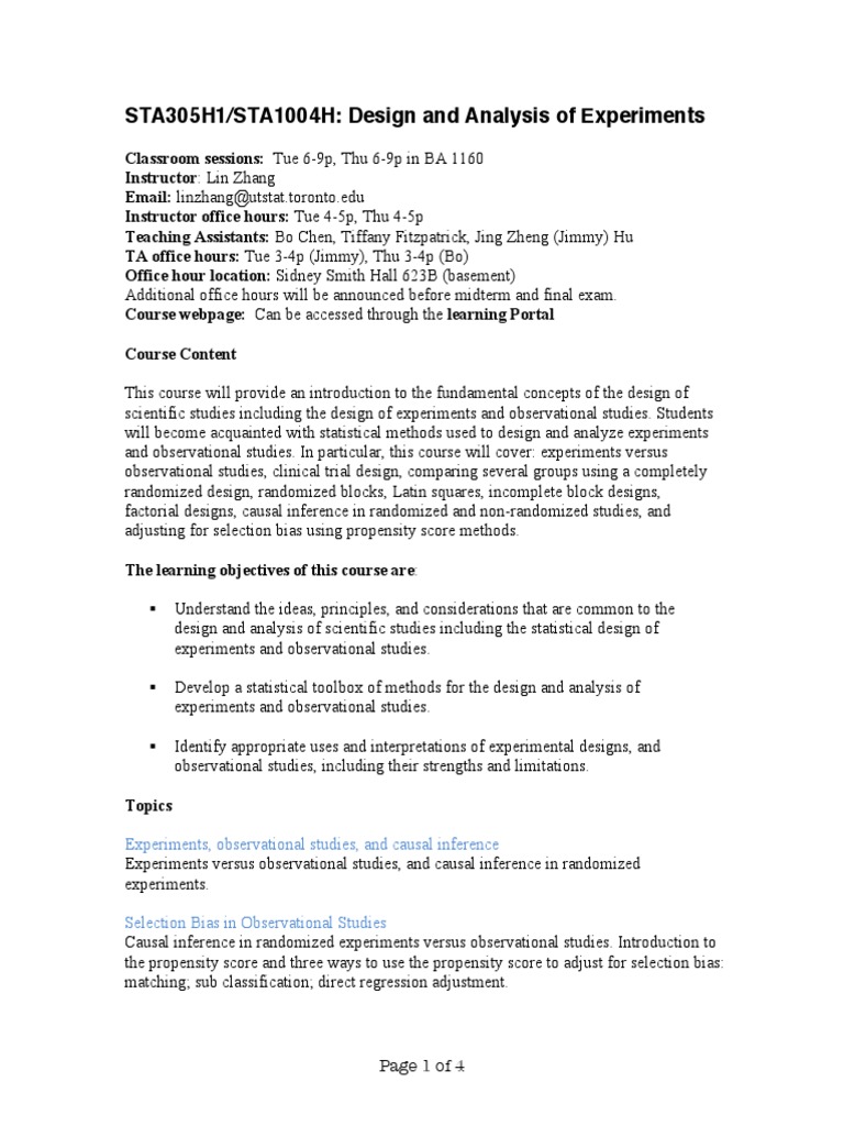 Design & Analysis of Experiments Course | PDF | Design Of Experiments ...