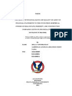 The Impact of Financial Ratio and Quality of Audit On Financial Statements To The Stock Price (Empirical Studies On Rea