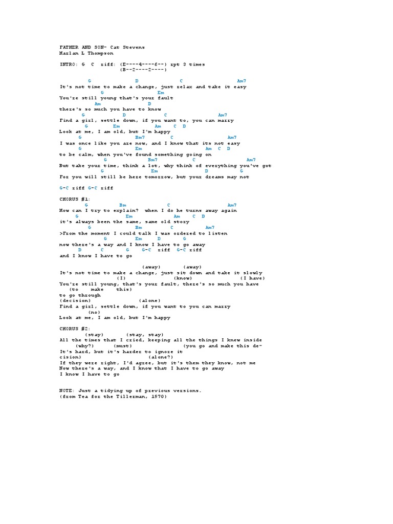 Father and Son Chords | PDF