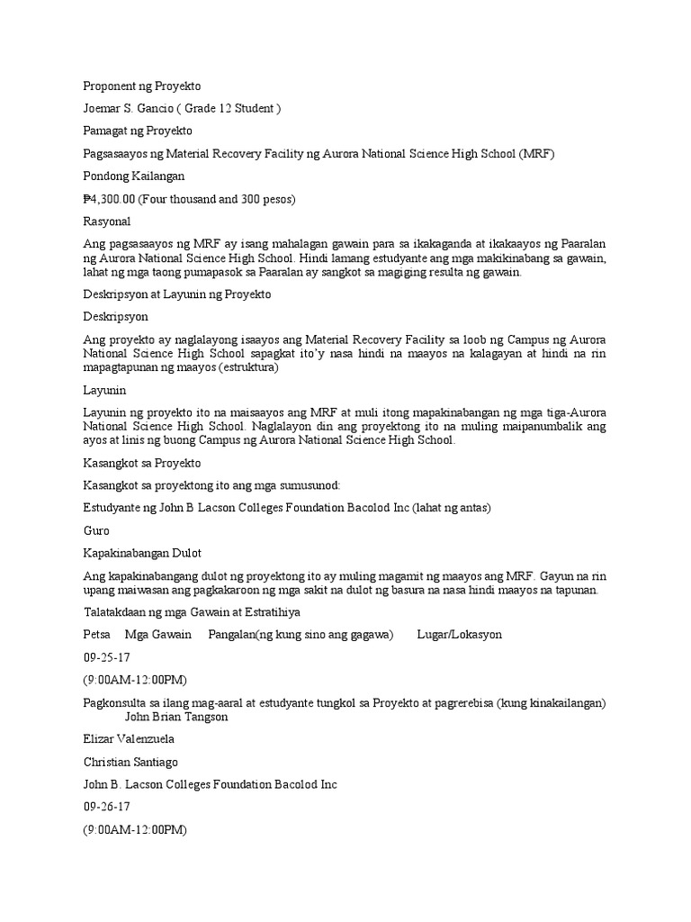 Panukalang Proyekto | PDF