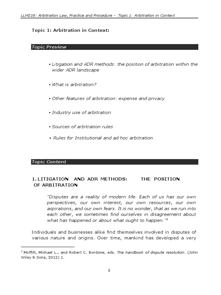 Understanding Arbitration in ADR Context | PDF | Arbitration | Mediation