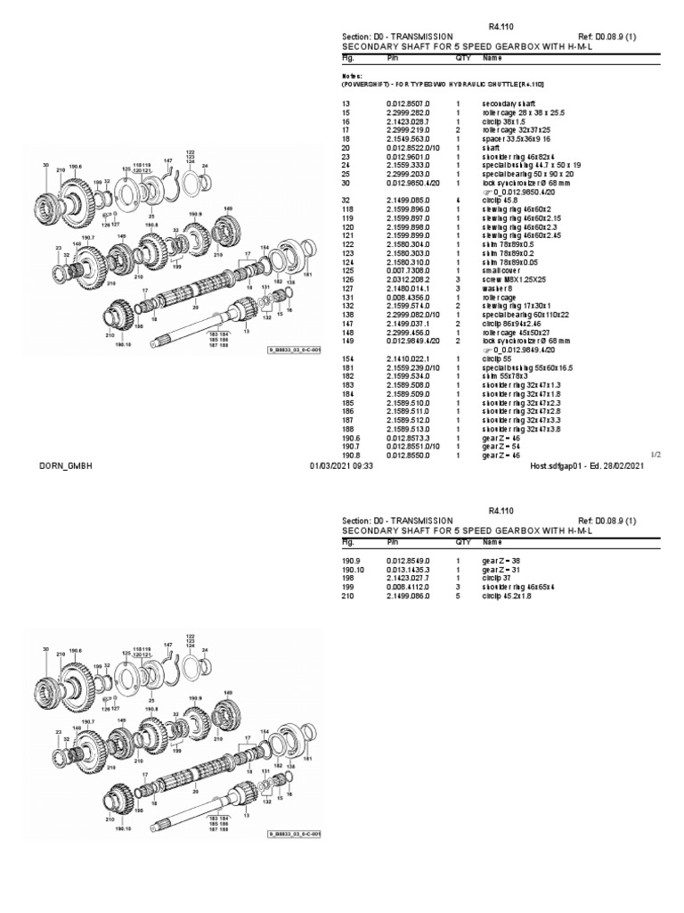 5-Speed Gearbox Parts List | PDF | Manual Transmission | Transmission ...