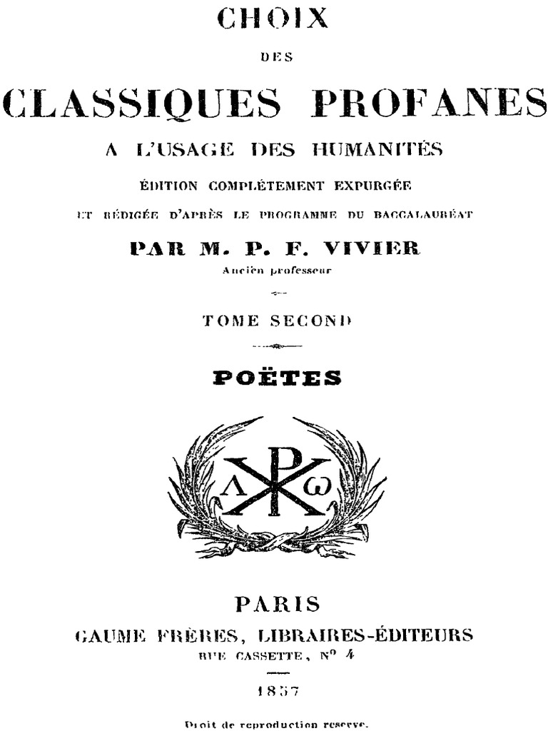 Choix de Classiques Profanes A L Usage Des Humanites Tome 2 | PDF |  Paganisme | Religions et croyances