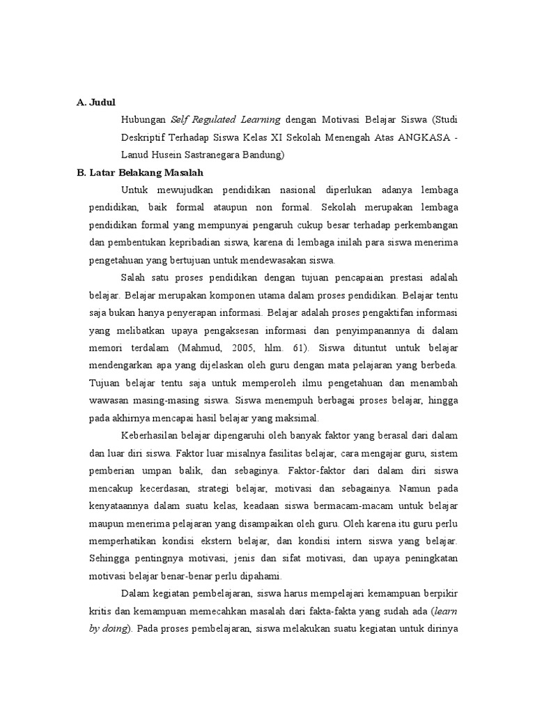 Pengaruh Self Regulated Learning pada Motivasi | PDF | Karier ...