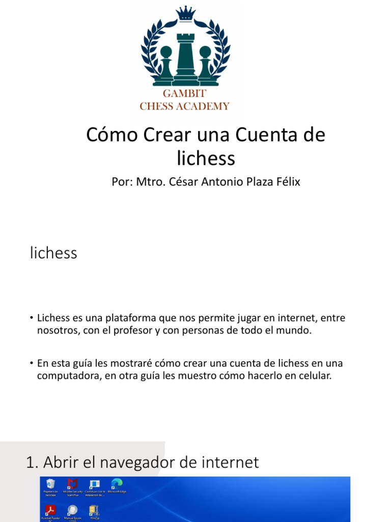 Cómo Crear Una Cuenta De Lichess Pdf