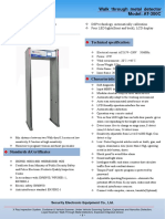 Walk Through Metal Detector Model: AT-300C: Fit For Outdoor Use: Technical Specification