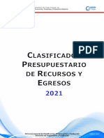 Clasificador Presupuestario de Recursos y Egresos 2021