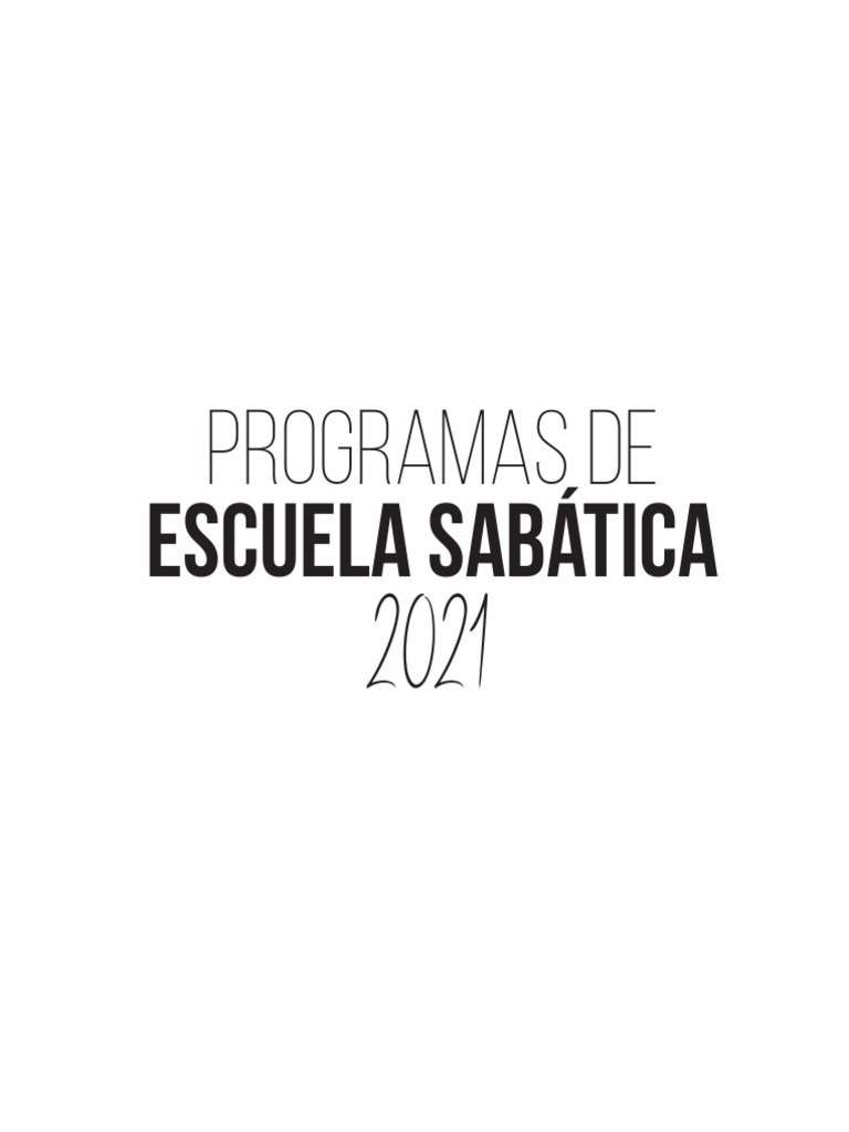 Programas de Escuela Sabatica 2021 PDF Iglesia Adventista del