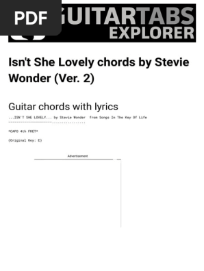 Stevie Wonder Isn T She Lovely Ver 2 Guitar Chords Guitar Chords Explorer Pdf