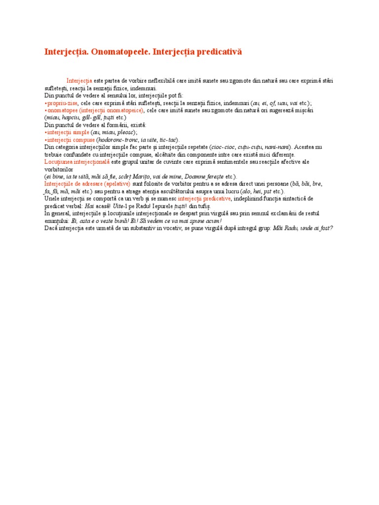 Interjecția | PDF