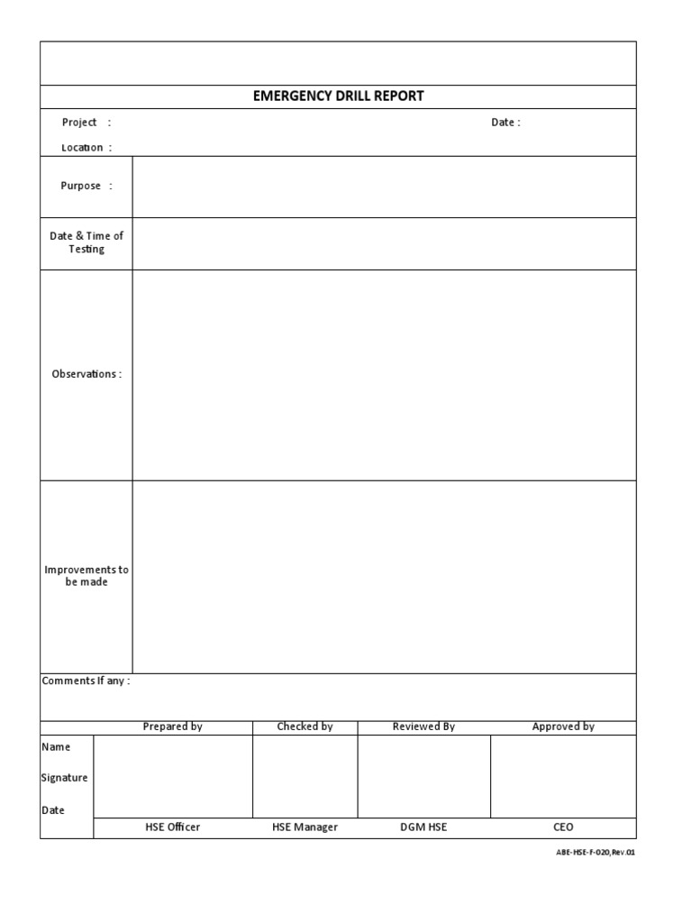 F 020 Emergency Drill Report PDF