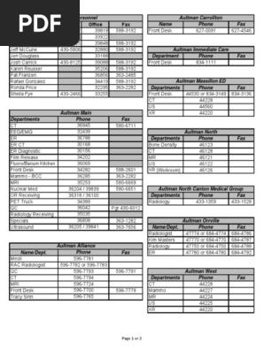 aultman phone list