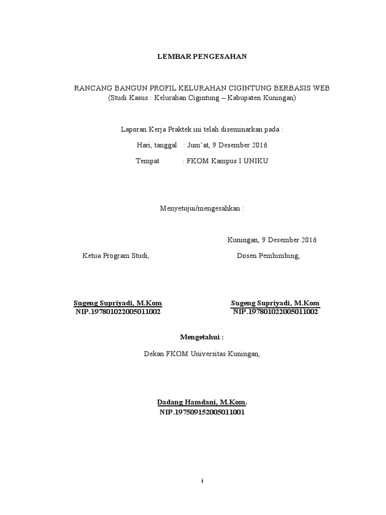 Lembar Pengesahan Fix | PDF