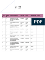 Shot List Plantilla