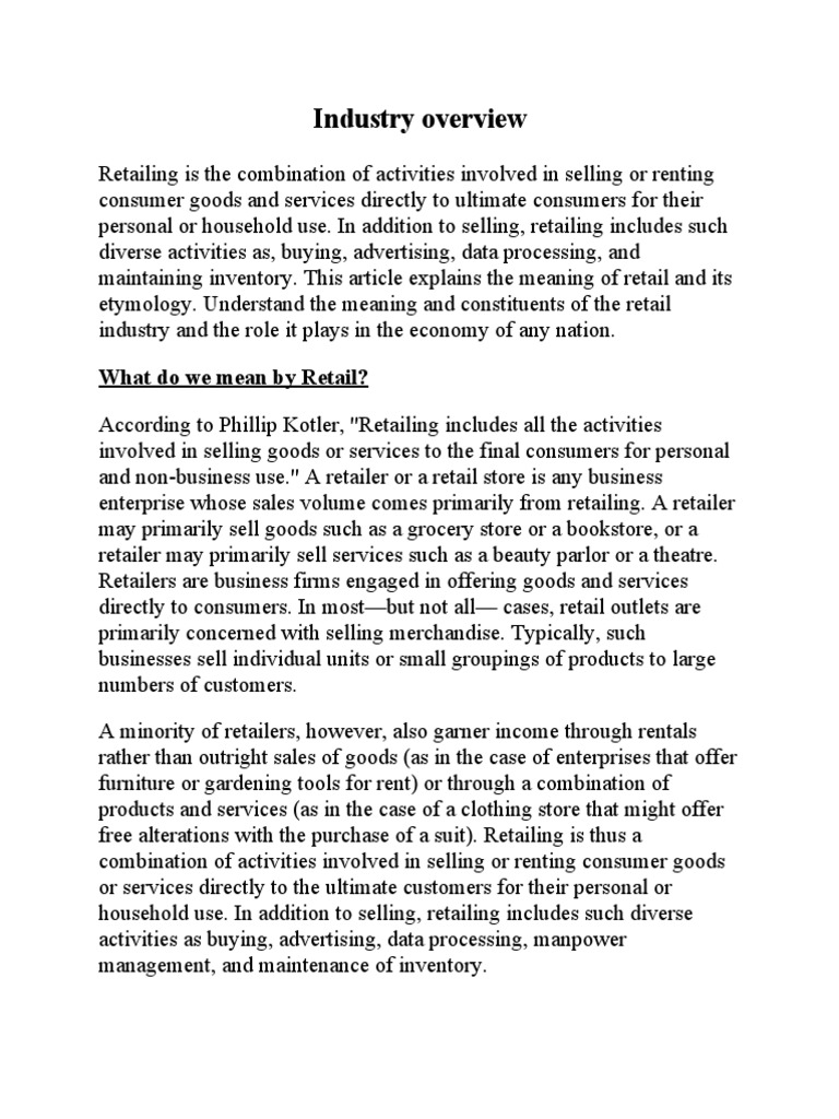 Walmart Industry Overview, Brand Overview, Indian Market Overview