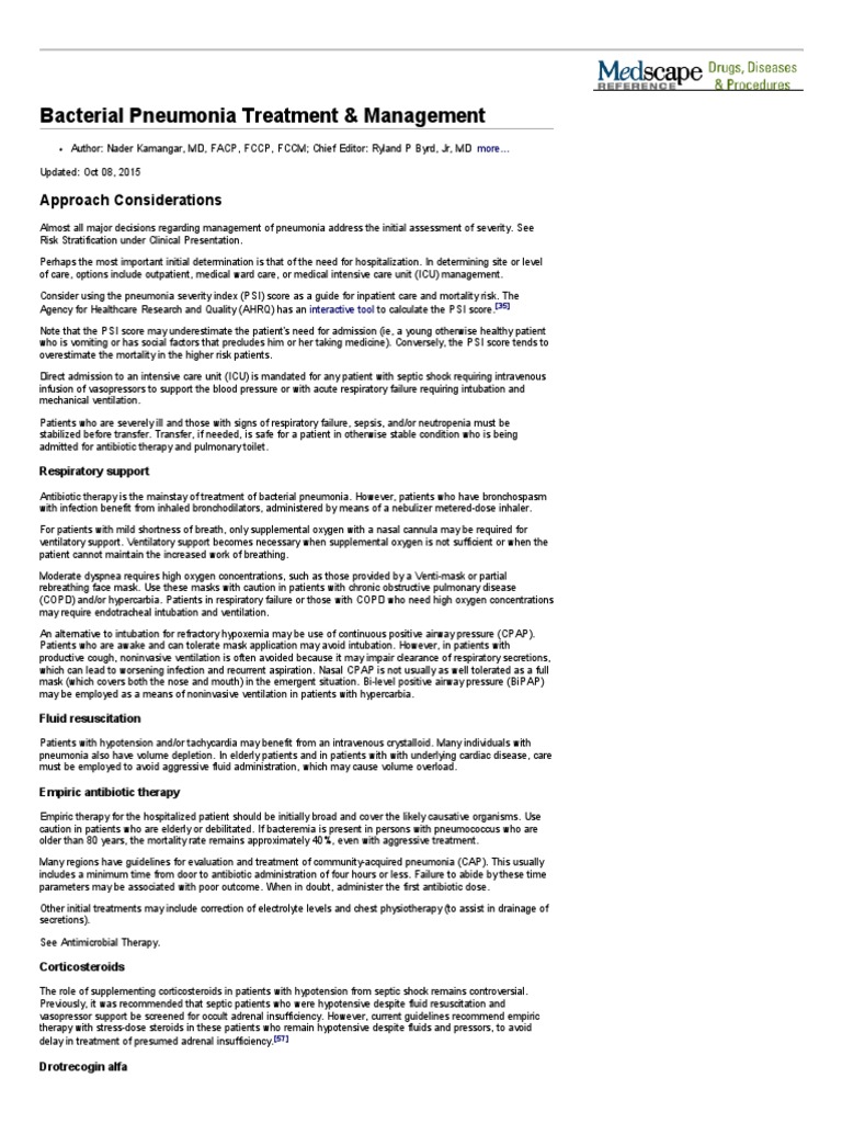 Bacterial Pneumonia Treatment & Management | PDF