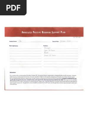 annotated positive behavior support plan