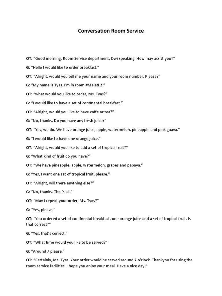 Conversation Room Service | PDF