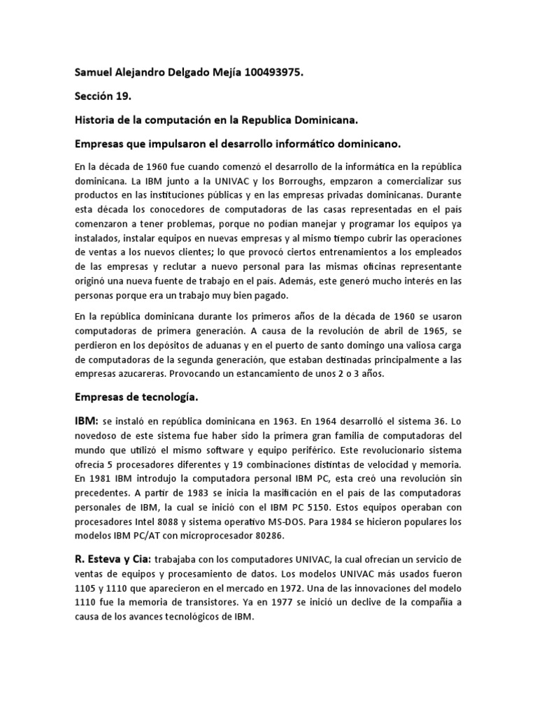 Historia de la Computación en RD | PDF | Compatibles con PC Ibm ...