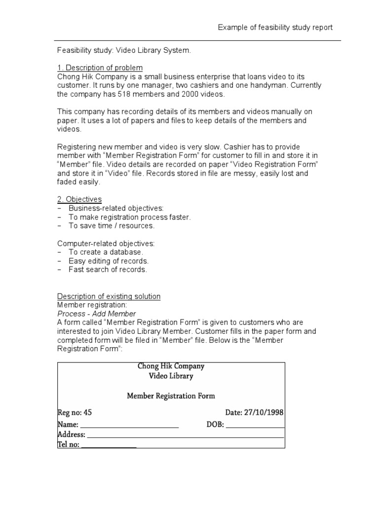 30 Example of Feasibility Study Report  PDF  Video  Databases