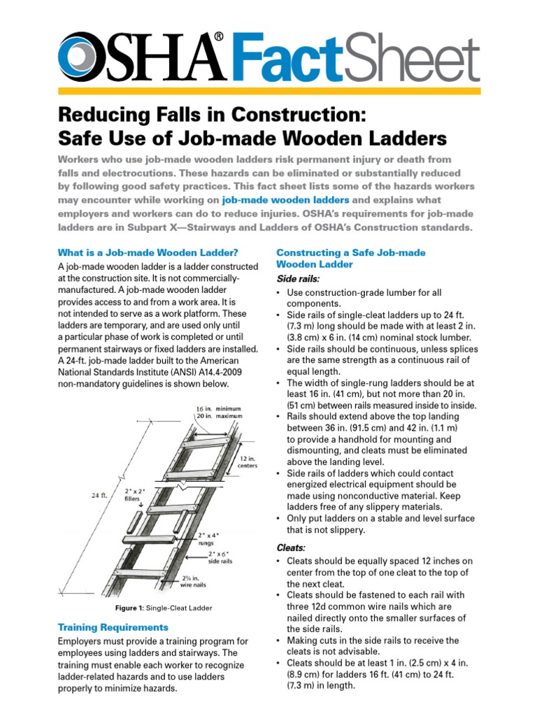 OSHA Guidelines for Job-Made Ladders | PDF | Ladder | Occupational ...