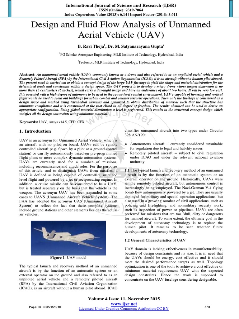 UAV Design and Fluid Flow Analysis | PDF | Unmanned Aerial Vehicle ...
