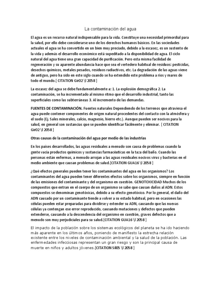 La Contaminación Del Agua | PDF | La contaminación del agua | Contaminación