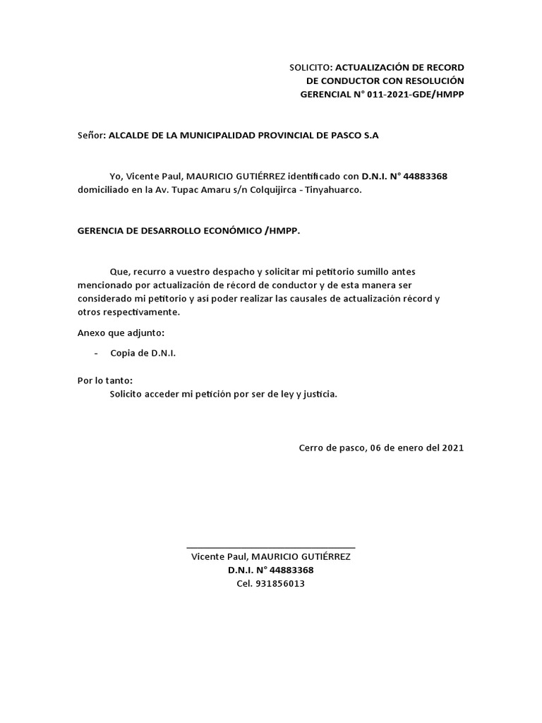 SOLICITO | PDF | Finanzas y dinero