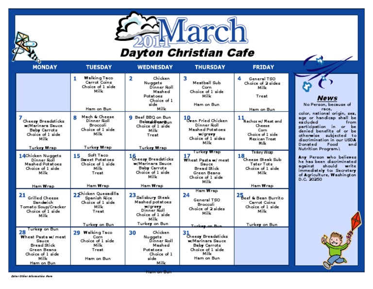 H.S. March Menu 2011 | PDF | Burrito | Cuisine
