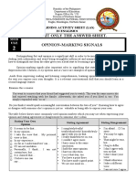 Reminder: Submit Only The Answer Sheet. Opinion-Marking Signals