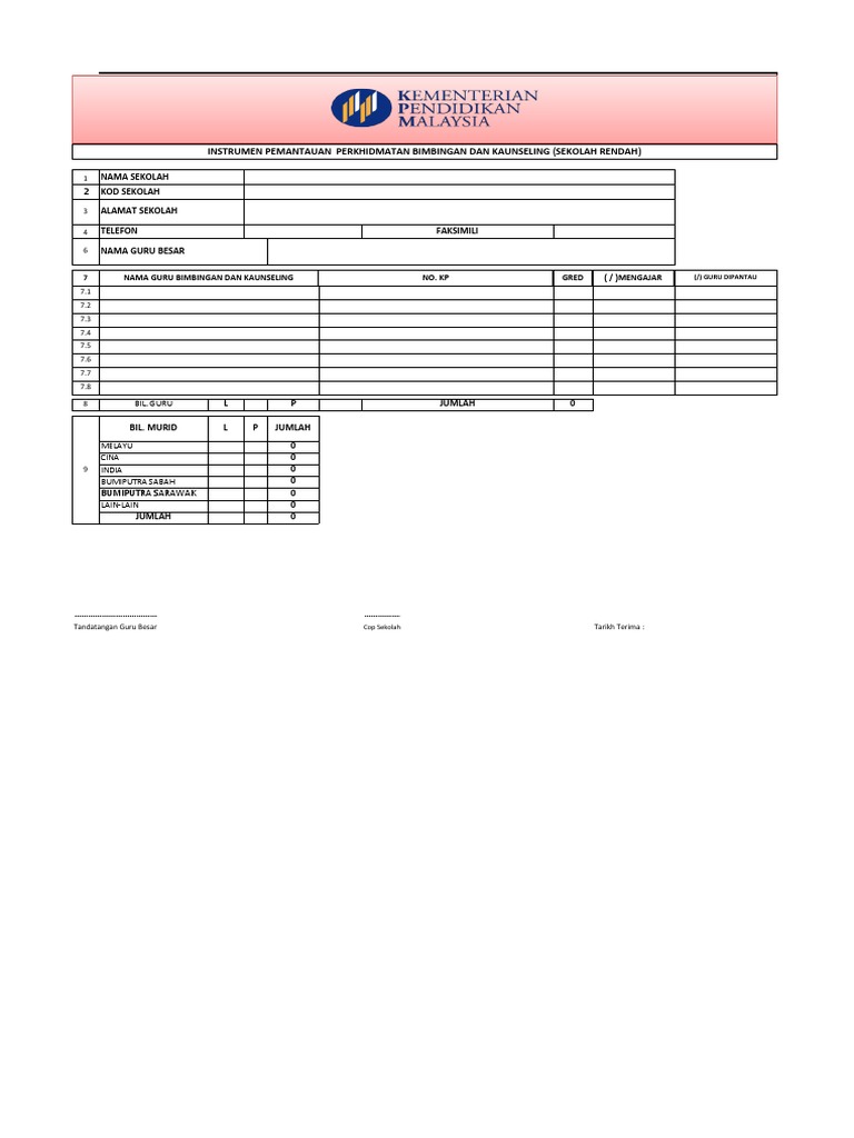 Instrumen Pemantauan Bimbingan Dan Kaunseling Kpm Versi 2016 Pdf