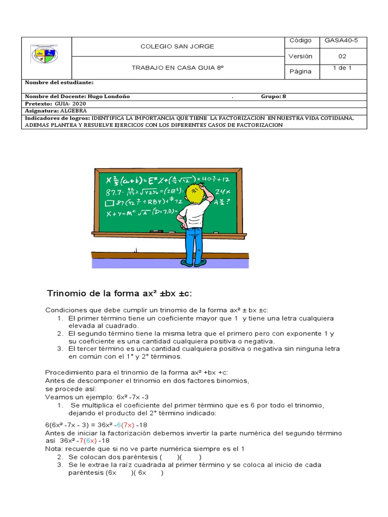 Guia de Factorizac Caso 7 Plat | PDF | Factorización | Multiplicación