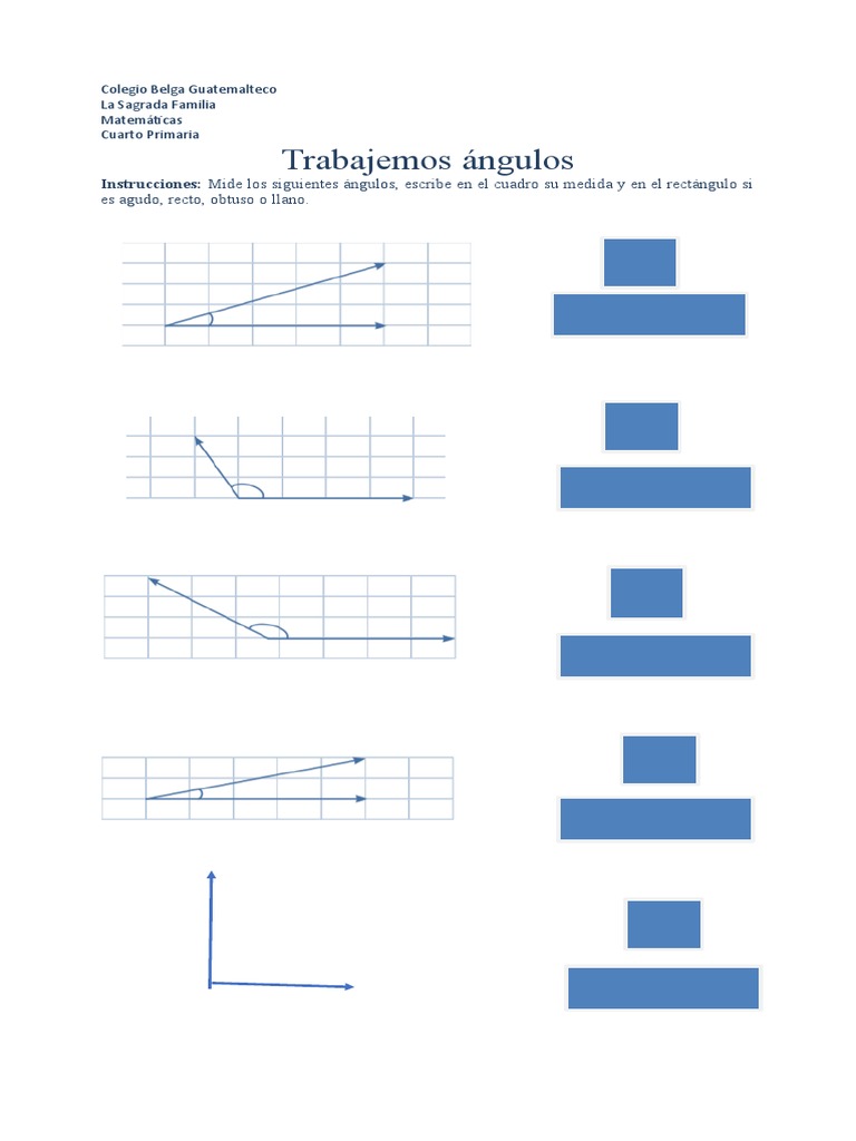 Hoja De Trabajo De Tipos De ángulos En Formato Pdf Formato Hoja De
