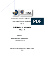 Universidad Autónóma de Nuevó León Preparatória 7 Oriente San Nicólas II Tic Ii Actividades de Aplicación Etapa 2