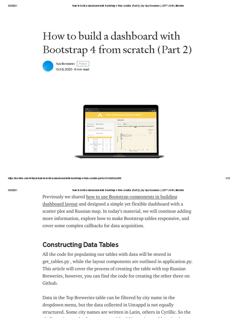 Bootstrap 4 Dashboard Building Guide | PDF | Computing | Computer ...