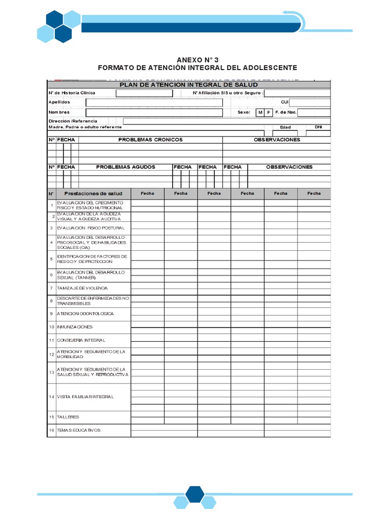 Formato de Atención Integral Adolescente | PDF | Salud pública ...